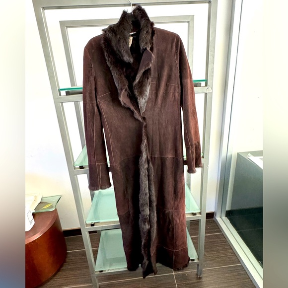 Rare Archival Dolce & Gabbana Runway Fur and Leather Long Coat Brown - Picture 1 of 16